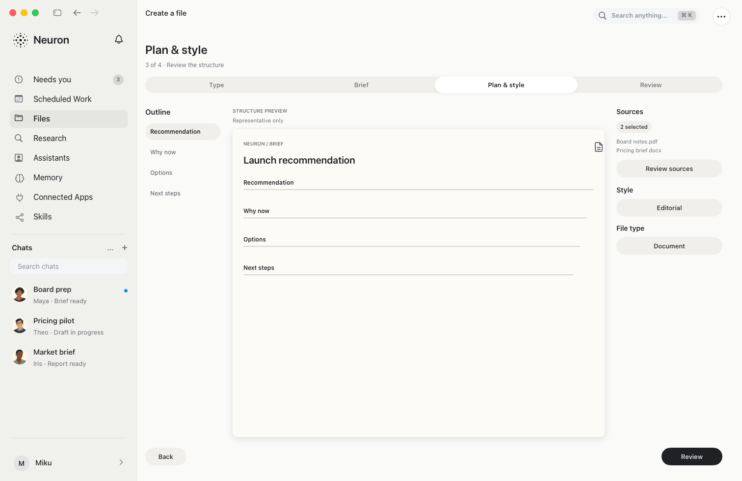 Plereme preparing a document from a reviewed plan